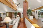Natural light streams in from the skylights